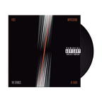 The album cover and Vinyl of 'First Impressions Of Earth' by The Strokes with a 'Parental Advisory' label. The cover has a black background with white and red lines, and the text 'The Strokes - First Impressions Of Earth - LP'.