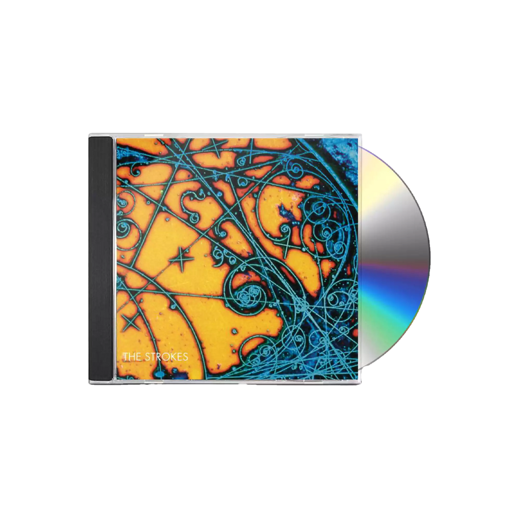 CD case and disc for 'Is This It' by The Strokes with a colorful abstract design on the cover.