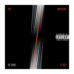 Album cover for 'First Impressions Of Earth' by The Strokes with a 'Parental Advisory' label.